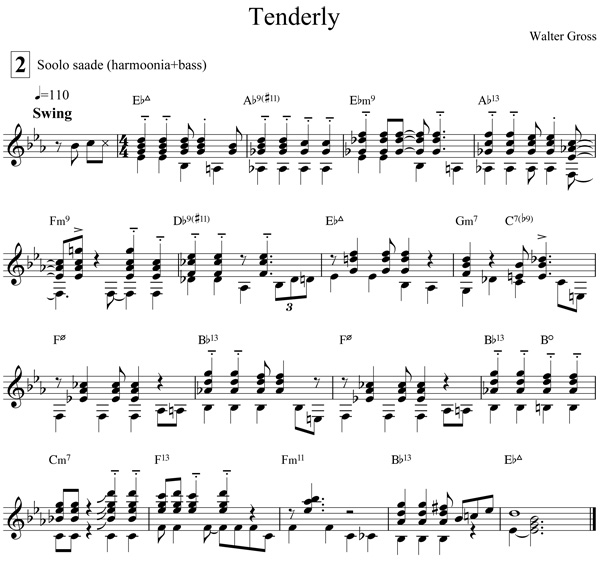 Tenderly - soolosaade (bass+harmoonia)