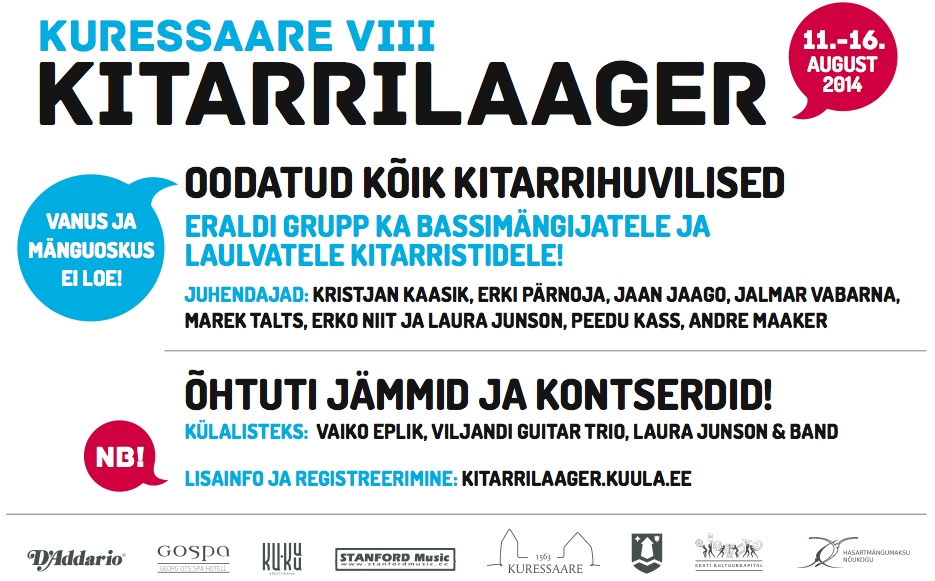 kuressaare kitarrilaagri reklaam 2014